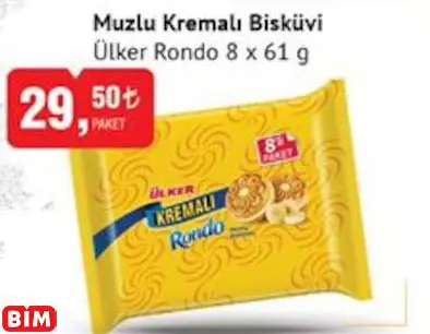 ÜLKER RONDO MUZLU KREMALI BİSKÜVİ